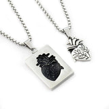 Anatomical Heart Necklace Couple Collares Stainless Steel
