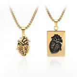 Anatomical Heart Necklace Couple Collares Stainless Steel