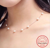 925 Silver Pearl Box Chain Choker Necklace 12pcs