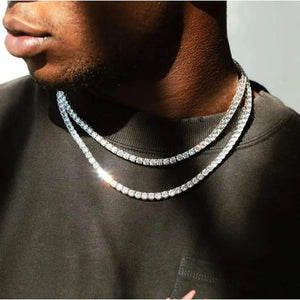4MM Iced Out Tennis Bracelet Necklace Men Hip-Hop Jewelry Women Choker Chain
