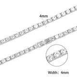 4MM Iced Out Tennis Bracelet Necklace Men Hip-Hop Jewelry Women Choker Chain
