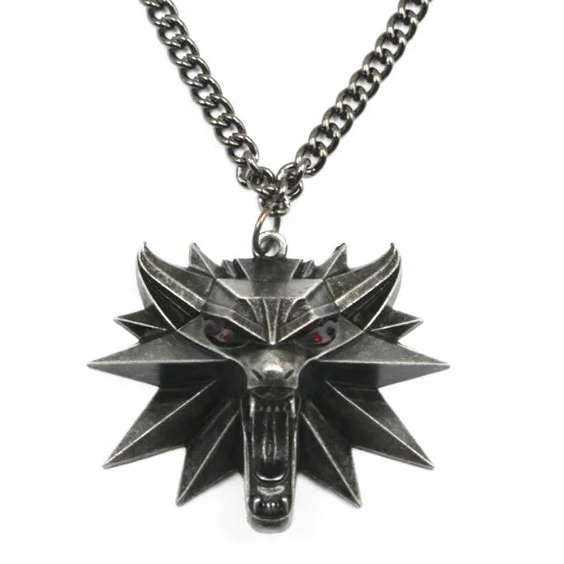 Wizard 3 Joker Pendant Necklace Geralt Wolf Metal Chain