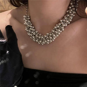 Punk Style Metal Ball Pendant Necklace Women's Personality