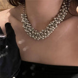 Punk Style Metal Ball Pendant Necklace Women's Personality