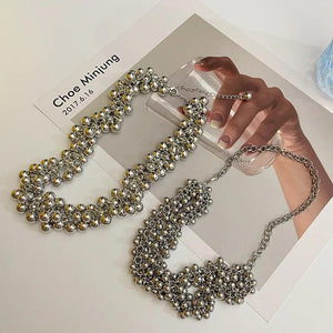 Punk Style Metal Ball Pendant Necklace Women's Personality
