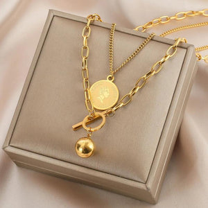 Stainless Steel Geometric Necklace Women Party Jewelry