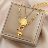 Stainless Steel Geometric Necklace Women Party Jewelry
