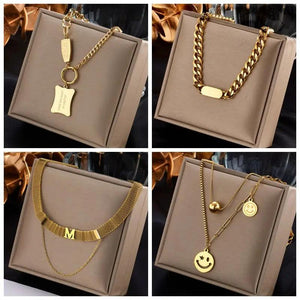Stainless Steel Geometric Necklace Women Party Jewelry