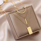 Stainless Steel Geometric Necklace Women Party Jewelry