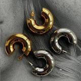 Punk Plated Chunky Hoop Earrings Stainless Steel Circle Jewelry