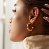 Punk Plated Chunky Hoop Earrings Stainless Steel Circle Jewelry