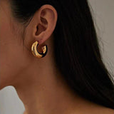 Punk Plated Chunky Hoop Earrings Stainless Steel Circle Jewelry