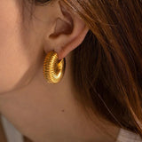 Punk Plated Chunky Hoop Earrings Stainless Steel Circle Jewelry