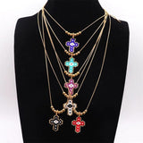 Bohemia Cross Pendant Necklace Choker for Women Stainless Steel Jewelry