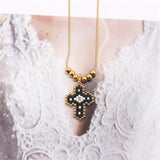 Bohemia Cross Pendant Necklace Choker for Women Stainless Steel Jewelry