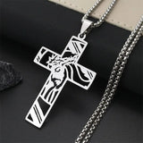 Cross Jesus Crown Necklace Stainless Steel Crucifix Jewelry
