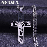 Cross Jesus Crown Necklace Stainless Steel Crucifix Jewelry