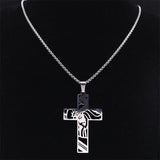 Cross Jesus Crown Necklace Stainless Steel Crucifix Jewelry