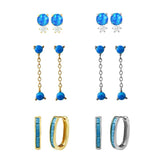 925 Sterling Silver Opal Earrings Set for Women