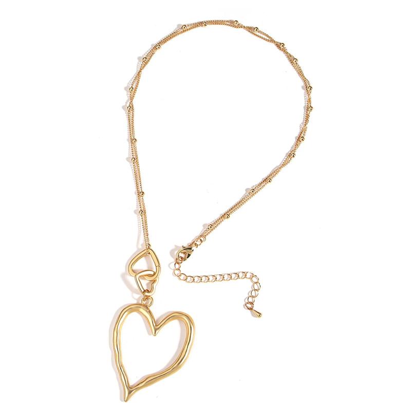 Irregular Triple Hearts Pendant Necklace Collar Adjustable Link Chain