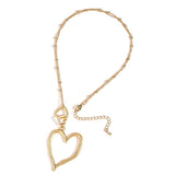 Irregular Triple Hearts Pendant Necklace Collar Adjustable Link Chain