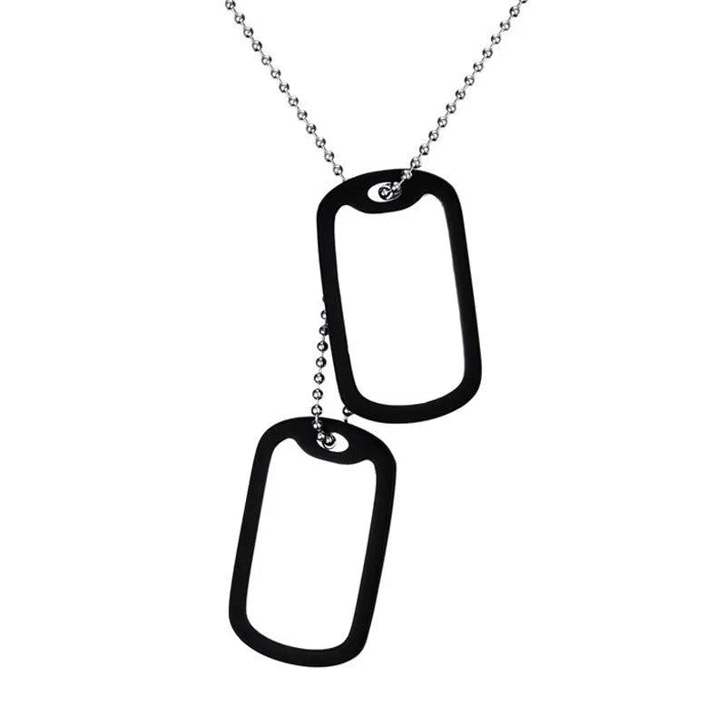 Stainless Steel Double Dog Tag Necklace Pendant ID Men Jewelry