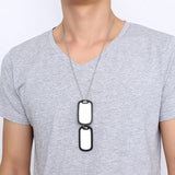 Stainless Steel Double Dog Tag Necklace Pendant ID Men Jewelry
