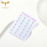 Moon Earrings Lot Stainless Steel 12 Pairs Set Men Women Girls Gift Ear Piercing