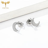 Moon Earrings Lot Stainless Steel 12 Pairs Set Men Women Girls Gift Ear Piercing