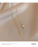 Korea 14K Plating Round Pendant Necklace Sexy Women Clavicle Necklace