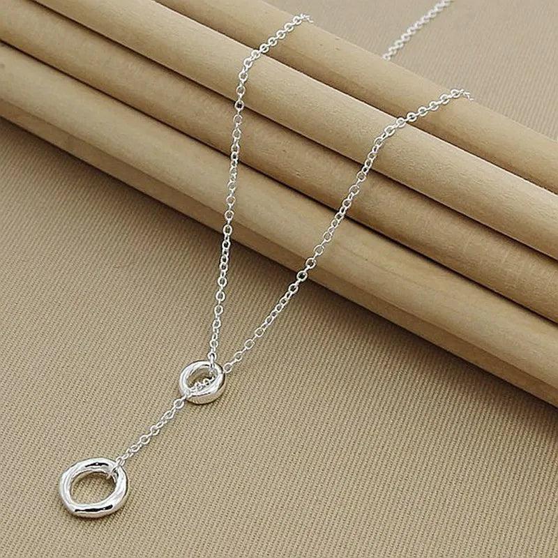 925 Silver Necklace O Round Circle Chain For Women
