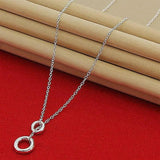 925 Silver Necklace O Round Circle Chain For Women