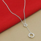 925 Silver Necklace O Round Circle Chain For Women