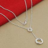 925 Silver Necklace O Round Circle Chain For Women