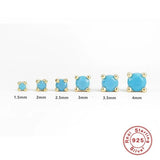 Turquoise Purple Green Zircon CZ 925 Silver Piercing Stud Earrings