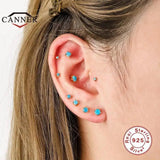 Turquoise Purple Green Zircon CZ 925 Silver Piercing Stud Earrings