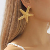 Metal Starfish Earrings & Necklace Set for Women