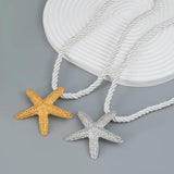 Metal Starfish Earrings & Necklace Set for Women