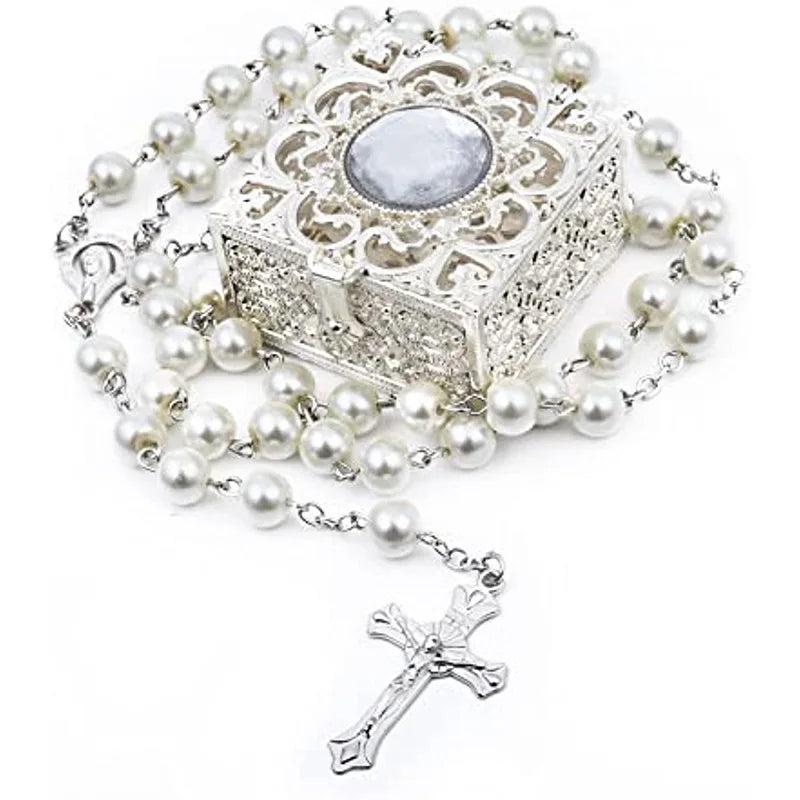 Catholic Rosary Beads Necklace Mary Cross Pendant