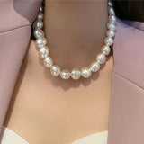 Pearl Collar Necklaces Big Beads Choker Necklace Wedding Party Jewelry