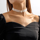 Multi-Layer Pearl Necklace Punk Ladies Wedding Charm Jewelry