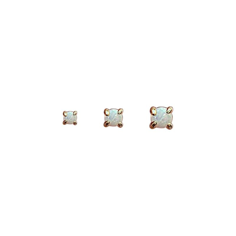 925 Silver Opal Stud Earrings Set 18K Plated 3pcs