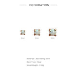 925 Silver Opal Stud Earrings Set 18K Plated 3pcs