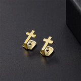 Hip Hop 2pcs Teeth Caps Grillz Cross CZ Micro Pave Top & Bottom Grills