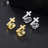 Hip Hop 2pcs Teeth Caps Grillz Cross CZ Micro Pave Top & Bottom Grills