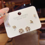 Delicate Zircon Stud Earrings Set Real Plated Piercing Earrings