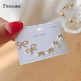 Delicate Zircon Stud Earrings Set Real Plated Piercing Earrings