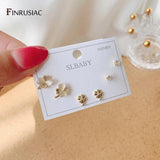Delicate Zircon Stud Earrings Set Real Plated Piercing Earrings