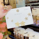 Delicate Women Stud Earring Sets S925 Silver Needle Piercing Earrings