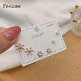 Delicate Women Stud Earring Sets S925 Silver Needle Piercing Earrings